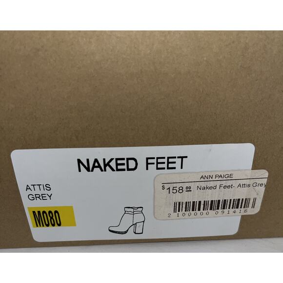 Woman’s Naked Feet‎ Attis Grey Side Zip Heel Boots Size 8 New - Picture 8 of 11